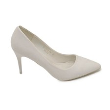 Decollete' scarpa donna a punta bianco in pelle matte tacco a spillo comodo 8 cm