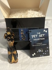 Min Pin Pinscher in vetro nero e marrone ornamento natalizio gioia al mondo nuovo con scatola
