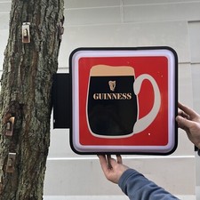 Guinness Lighted Sign Two Sided Wall Mounted 