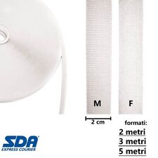 Nastro A Strappo Adesivo 2cm Completo M + F Bianco adatto Velcro® 2-3-5 metri
