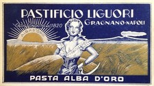 § ETICHETTA PASTIFICIO LIGUORI, GRAGNANO, NAPOLI - FONDATA NEL 1820