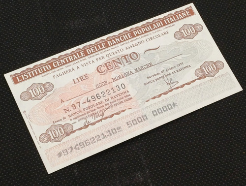 Mini assegno lire 100 - mini,