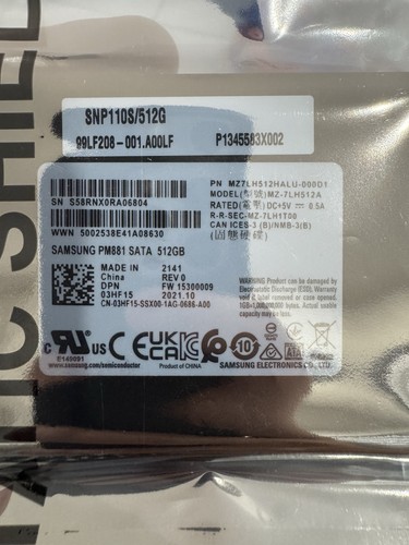 Samsung 512 ssd pm881 - ssd, 2,5"