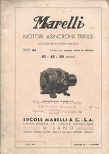 Catalogo N°1 Ac - Motori Asincroni Trifasi Marelli 1941 Rotore in Corto Circuito