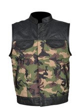 Gilet mimetico uomo Son Of Anarchy Codura pelle gilet biker mimetico 