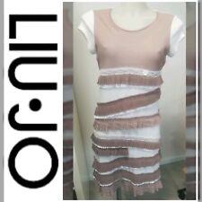 LIU JO VESTITO TUBINO ELEGANTE SETA, COTONE E PIZZO ROSA ANTICO 