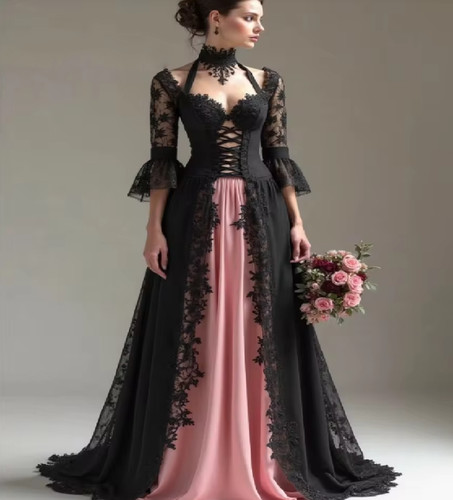 Abito sposa gotico rosa e - abito,