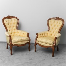 COPPIA DI POLTRONE STILE LUIGI FILIPPO LEGNO E TESSUTO DESIGN 900