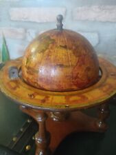 Mappamondo Antico Da Tavolo In Legno E Metallo