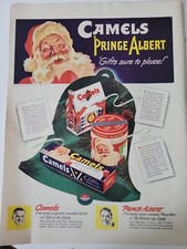 1943 Camel cigarettes  Prince Albert tobacco jolly Santa Claus Christmas ad