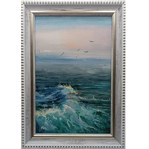 Dipinto olio onda marina