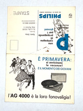 AG 4000 FONOVALIGIA PHILIPS cartoncino pubblicitario 1965