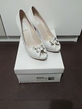 Scarpe donna Christian Dior decolte decollete spuntato pelle bianche