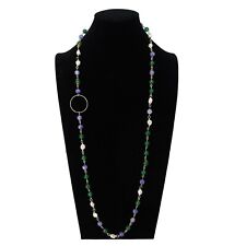 collana lunga sottile pietre dure agata viola verde perle bianche bijoux regalo