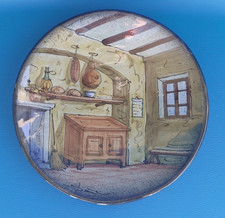 1970 ITALICA ARS MAIOLICA  PIATTO  DIPINTO A MANO SCENA RURALE  FIRMATO SANTI 3