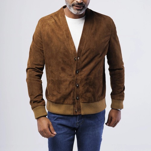 Giacca pelle uomo marrone - pelle, pura