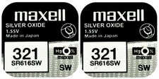 2 x Maxell 321 Pila Batteria Orologio Mercury Free Silver Oxide SR616SW 1.55V