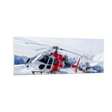 Quadro su Vetro 140x50cm Elicottero montagne picco inverno Stampe Moderni Murale