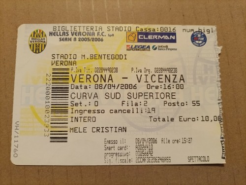 Biglietto calcio hellas verona - biglietto,