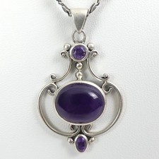 COLLANA PENDENTE ARGENTO STERLING E AMETISTA - 14,3 GRAMMI