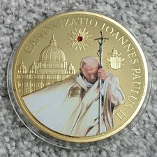 2014 Papa Giovanni Paolo II grande medaglione prova Swarovski placcato oro 70 mm con certificato di autenticità