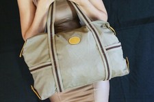Borsa viaggio Gucci vintage originale tela impermeabile anni 80 pelle verde