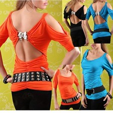 SeXy MiSS Top Trend Girly Da Donna Con Spalline E Fiocco Argento 34/36/38