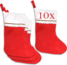 10 Calze Befana Da Riempire, Calze Di Natale Vuota Grande. Calza Dal Design Trad