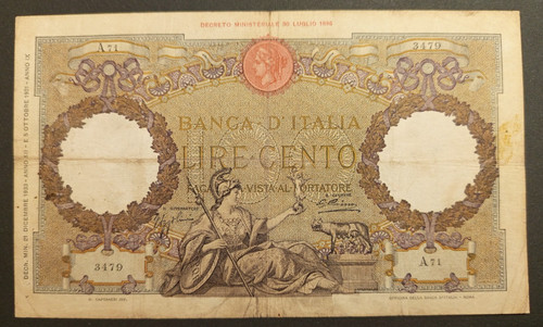 100 lire 1933 bb - 100,