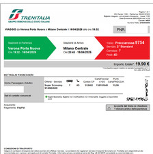 Biglietto treno Frecciarossa