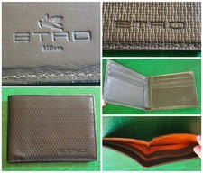 PORTAFOGLIO uomo ETRO Milano❗️VINTAGE '80❗️pelle nera/verde MODA classico WALLET