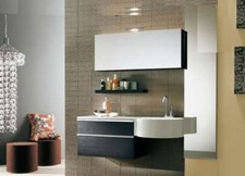 MOBILE BAGNO ARREDO BAGNO COMPLETO PENSILE NERO 100CM LAVABO +RUBINETTO SPECCHIO