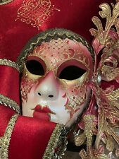 MASCHERA VENEZIANA decorata bordo colore rossa e oro