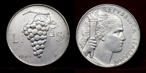 Italia lire 1949 alluminio - italia, 5