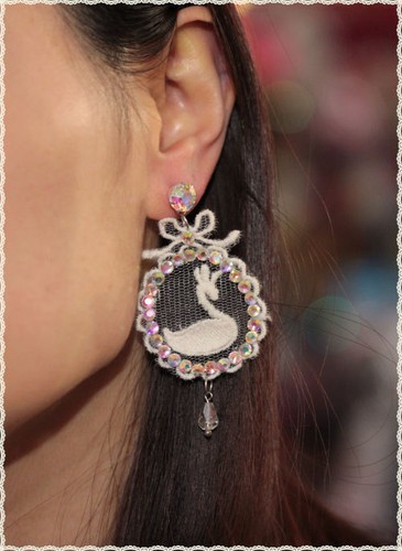 Orecchini pizzo macrame - in,