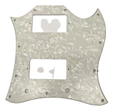 Battipenna Double Cut Custom Chitarra Bianco Perla Nero X3m3B Pickguard