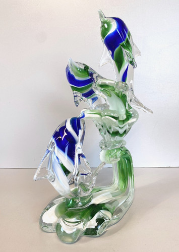 Scultura delfini onde vetro - onde,