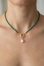 Collana girocollo verde - collana,