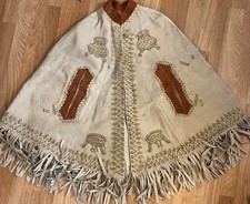 Poncho vintage cavallo ricamato pelle scamosciata mantello boho western anni 60 70 nativo