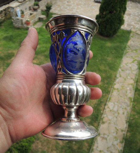 19thc biedermeier cobalt - biedermeier, cut