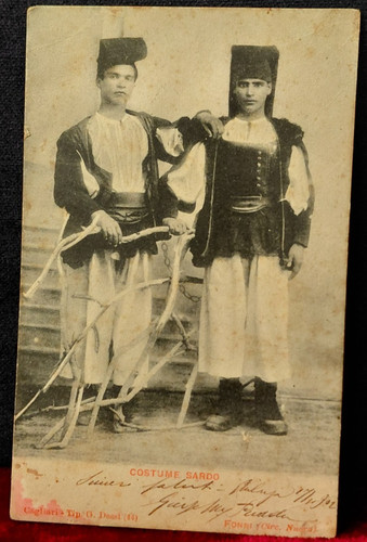 Cartolina costume sardo fonni - costume,