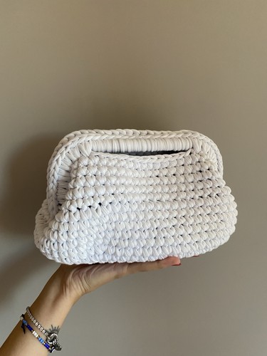 Clutch bianca all uncinetto - clutch,