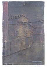 QUADRO ASTRATTO MATERICO FIRMATO MANCINI FORTE DEI MARMI LUCCA SU TAVOLA  S2