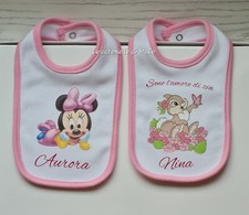Bavaglino Neonata/o Personalizzato con Nome, Immagine A Piacere Handmade Bavetta