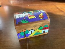 Scatoletta portagioie / porta oggetti in legno. Cm 8 x 6 x 6. Stile etnico.