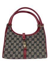 Gucci Jackie borsa a tracolla a mano beige rossa tela pelle oro ferramenta dal Giappone