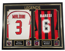 Maglia autografata firmata Franco Baresi e Paolo Maldini Milano incorniciata