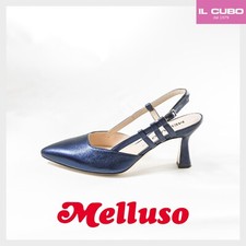 MELLUSO SCARPA SANDALO DONNA PELLE COLORE BLUE H 7 CM NEW COLLECTION