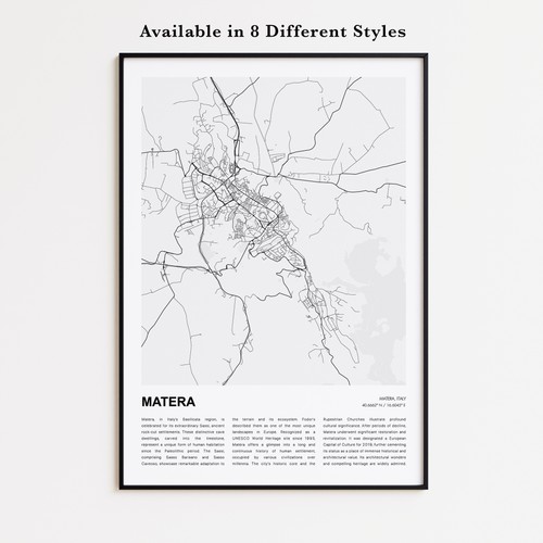Stampa mappa città matera - città,