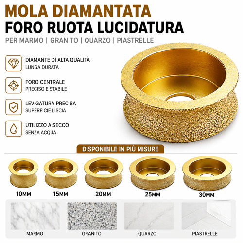 Mola diamantata 20mm foro - diamantata,